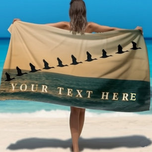 Toalha De Praia Pássaros Voadores Personalizados – Texto Personali