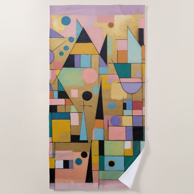 Toalha De Praia Pastel Geometric Metropolis (Frente)