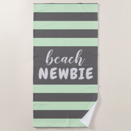 Toalha De Praia Pastel Green Stripes Custom Text Beach NEWBIE