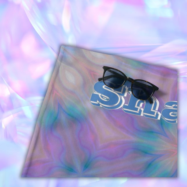 Toalha De Praia Pastel Mãe do Pearl Nome do Padrão Monograma | (Criador carregado)