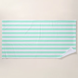 Toalha De Praia Pastel Mint Green Strips Sólido Cor Verão