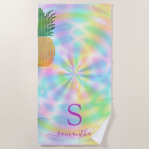 Toalha De Praia Pastel Neon, personalizado de abacaxi tropical
