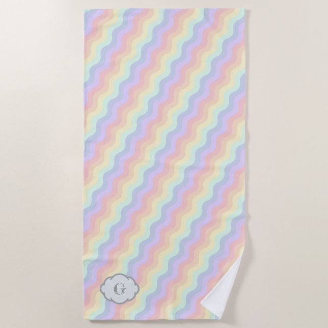 Toalha De Praia Pastel Rainbow Waves Beach Towel (Frente)