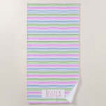 Toalha De Praia Pastel Wavy Striped Modern Personalizado<br><div class="desc">Linhas onduladas de cores múltiplas,  toalha de praia personalizada.</div>