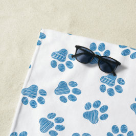 Toalha De Praia patas, patas de cães, patas azuis