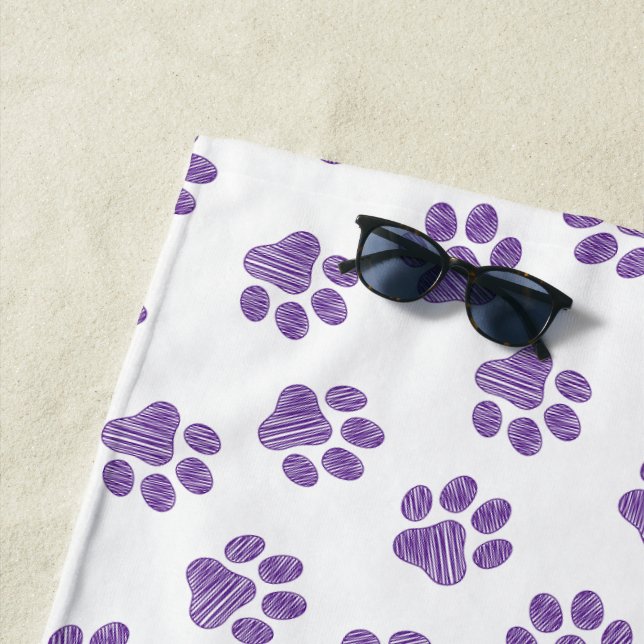 Toalha De Praia patas, patas para cães, patas roxas (In Situ)