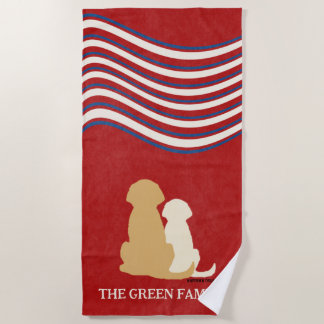 Toalha De Praia Patriotic Americana Golden Retriever Beach Towel