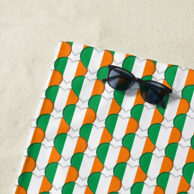 Toalha De Praia Patriótico das Cores de Bandeira da Irlanda (In Situ)