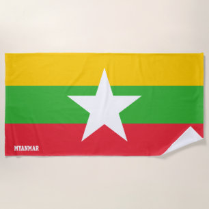 Toalha De Praia Patriótico esplêndido de bandeira de Mianmar