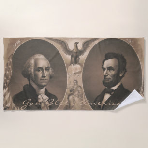 Toalha De Praia Patriótico George Washington Abraham Lincoln Eagl