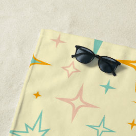 Toalha De Praia Pattern of colorful retro stars