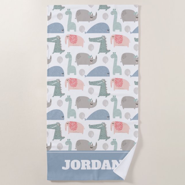 Toalha De Praia Patterno De Carroçaria Engraçado Com Rosto Engraça (Frente)