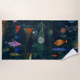Toalha De Praia Paul Klee Fish Magic Abstrato Pintura Gráfica
