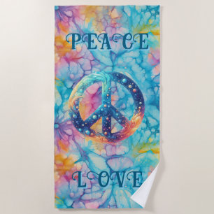 Toalha De Praia Paz Amor Tie-Dye