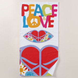 TOALHA DE PRAIA PAZ E AMOR DO HIPPIE MUNDO VERÃO DE 2021