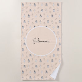 Toalha De Praia Peach Ballerina e Flores