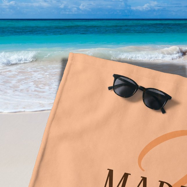Toalha De Praia Peach Fuzz Elegante Personalizado Nome (Criador carregado)