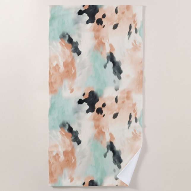 Toalha De Praia Peach Mint Cream Western Cowhide (Frente)
