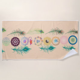 Toalha De Praia Peacock Feather Serenity: Mandala Beach Towel