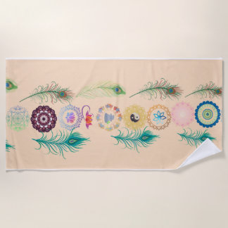 Toalha De Praia Peacock Feather Serenity: Mandala Beach Towel