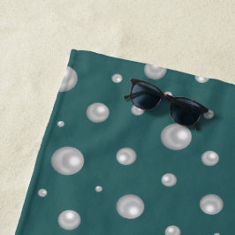 Toalha De Praia Pearl Pattern on Transformative Teal Background
