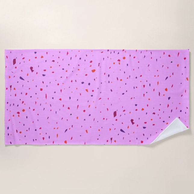 Toalha De Praia Pedaços Rosa, Amor Confetti (Frente)