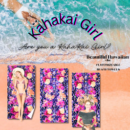 Toalha De Praia Pedra Glitter De Flores Selvagens "Kahakai Girl"