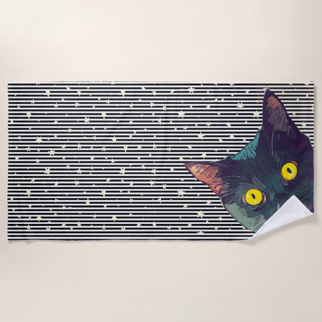 Toalha De Praia Peeking Cat Design Beach Towel (Frente)
