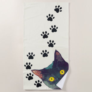 Toalha De Praia Peeking Cat Paw Imprime Design Beach Towel