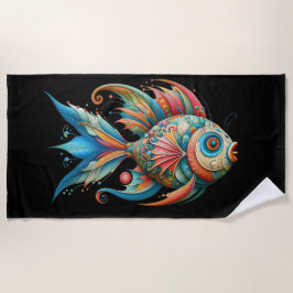 TOALHA DE PRAIA PEIXE BRANCO DECORRIDO DE ELABORADO COORDENADO