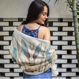 Toalha De Praia Penas com aquarela de erva seca