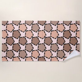 Toalha De Praia Pentágonos castanhos simétricos com bordas traceja