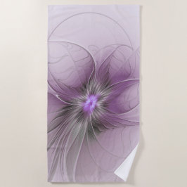 Toalha De Praia Pequena Beleza Moderno Cinza Mauve Arte Fractal Fl