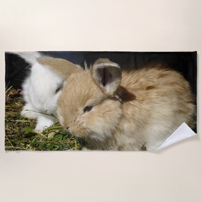 Toalha De Praia Pequenos coelhos fofos bonitos (Frente)