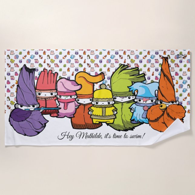Toalha De Praia Personagem de desenho animado de Caligrafia Goblin (Frente)
