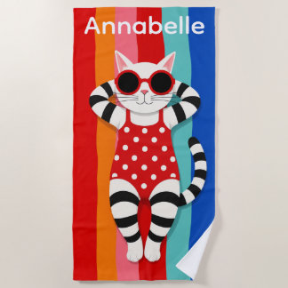 Toalha de Praia Personalizada Beach Kitty Listras