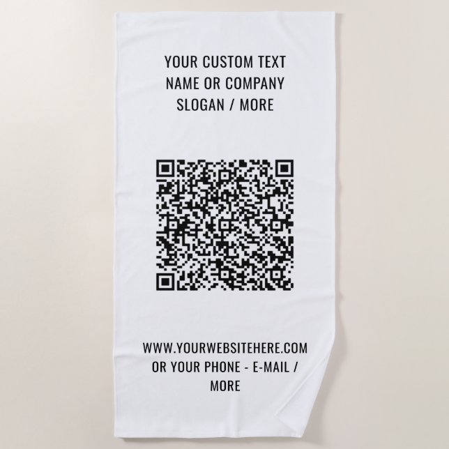 Toalha de Praia Personalizada com Código QR e Text (Frente)