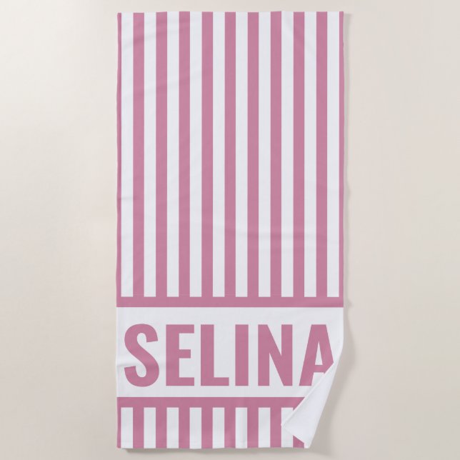 Toalha de Praia Personalizada com Listras Monogram (Frente)