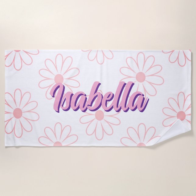 Toalha de Praia Personalizada com Nome Daisy, Extr (Frente)
