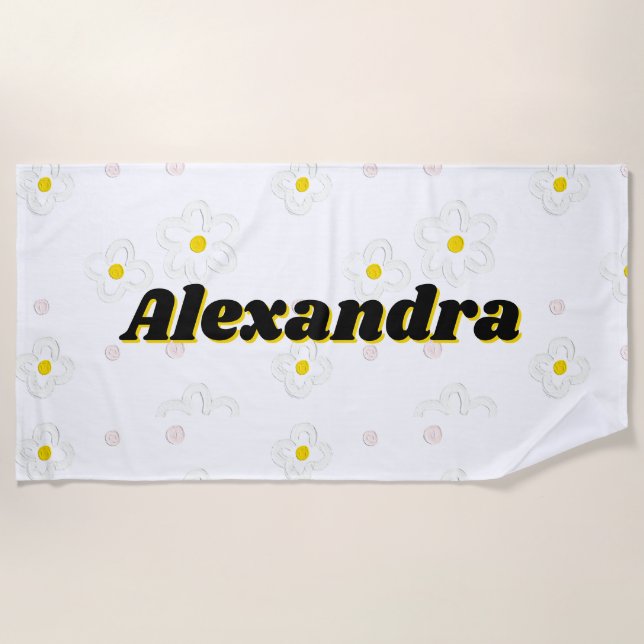 Toalha de Praia Personalizada com Nome Daisy, Extr (Frente)