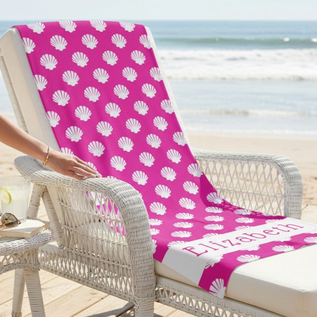 Toalha de Praia Personalizada com Padrão de Concha (Criador carregado)