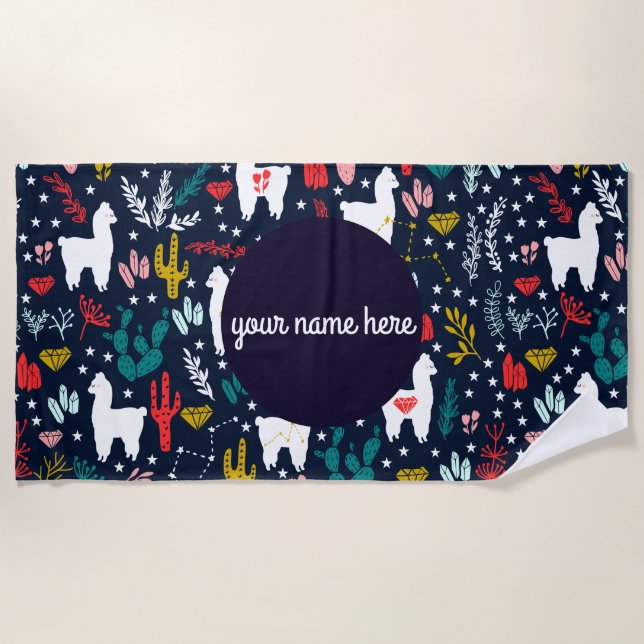 Toalha de praia personalizada da alpaca (Frente)