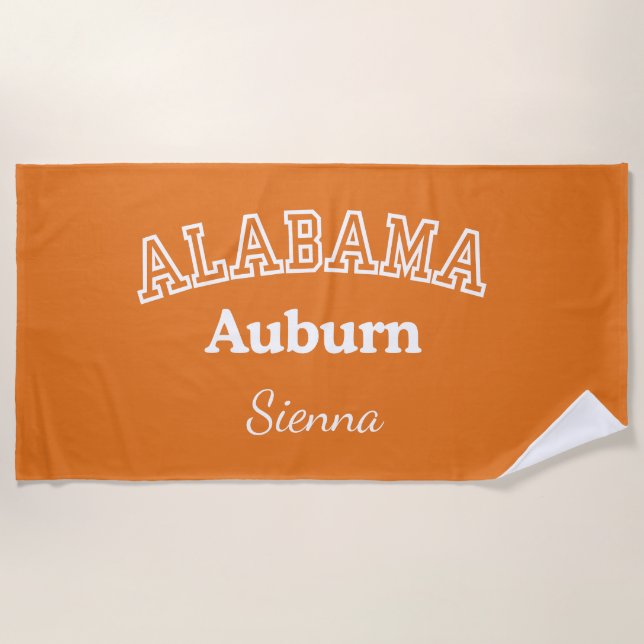 Toalha de Praia Personalizada da Auburn University (Frente)
