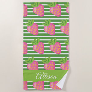 Toalha de Praia Personalizada de Stripes e Morango