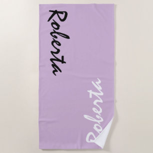 Toalha de Praia Personalizada Nome Roxo Claro