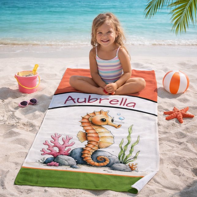Toalha de Praia Personalizada para Crianças com Ca (Criador carregado)