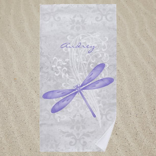 Toalha de Praia Personalizada Púrpura Dragonfly
