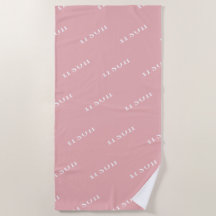 Toalha de Praia Personalizada Rosa Simples com Nom