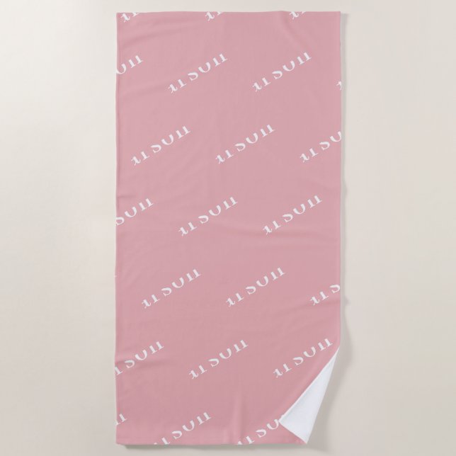 Toalha de Praia Personalizada Rosa Simples com Nom (Frente)