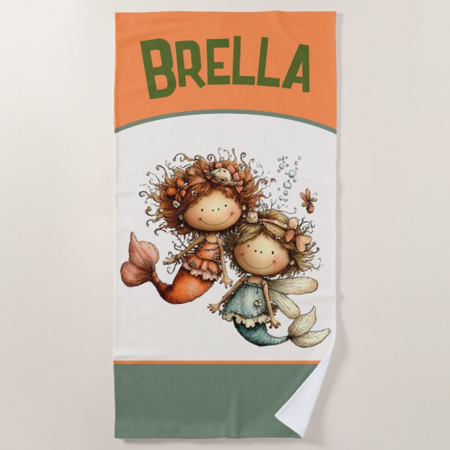 Toalha de Praia Personalizada Sereia (Frente)